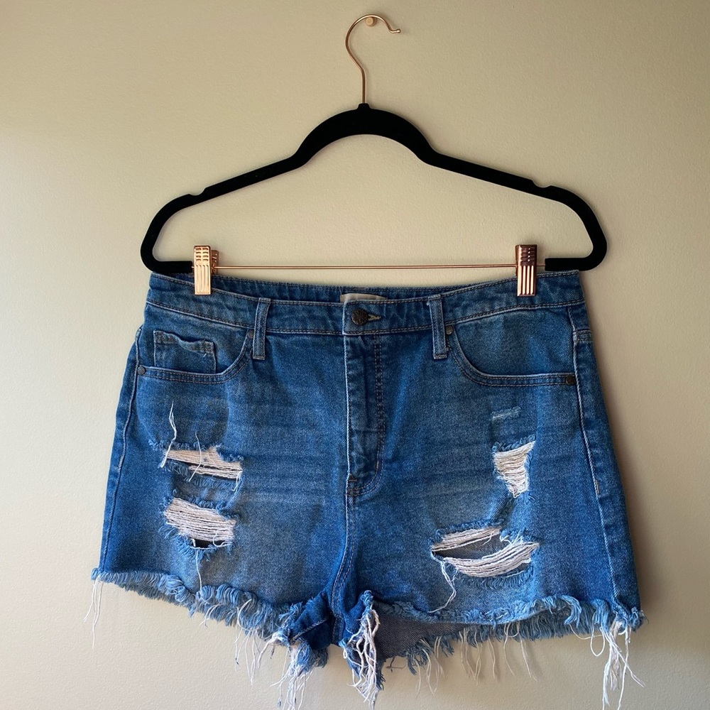 Denim High Rose Cut off shorts